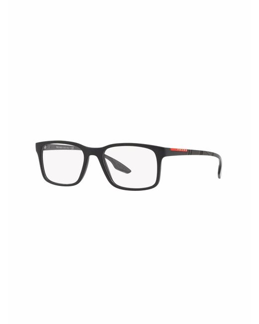 Prada Brown Logo-Arm Rectangular Glasses for men