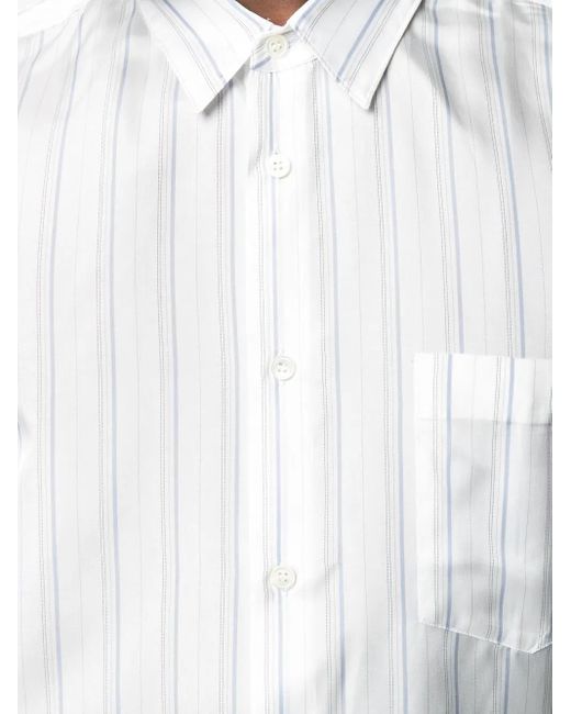 Comme des Garçons White Vertical Stripe-Print Shirt for men