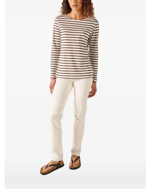 Saint James White Minquidame Breton Striped Long-Sleeved T-Shirt