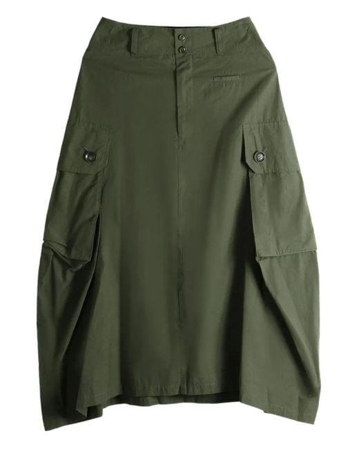 Y's Yohji Yamamoto Green Pocket-Detailed Midi Skirt