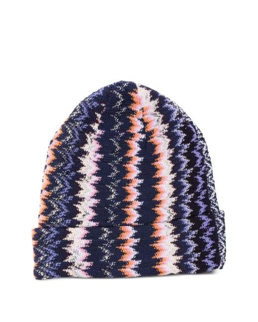 Missoni Blue Zigzag Beanie Hat