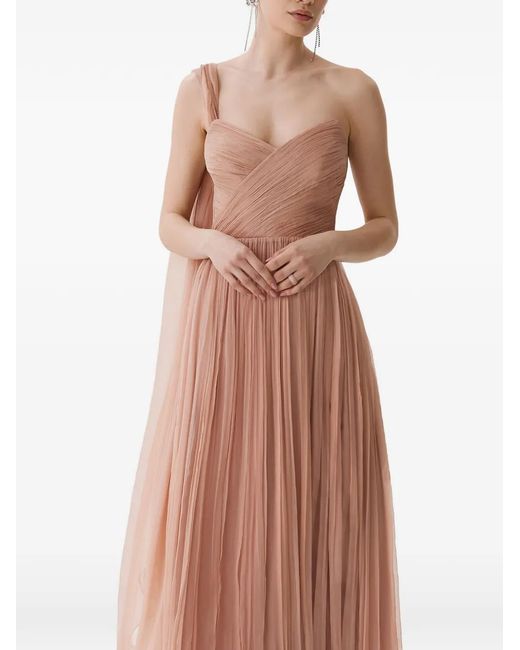 Framboise Pink Giza Draped Silk Maxi Dress