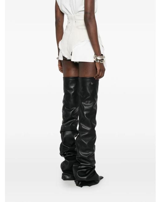 Rick Owens White Dirt Cutoffs Zip-Fastening Frayed Shorts