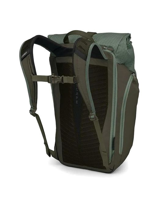 Osprey Green Grid-Pattern Roll-Top Backpack