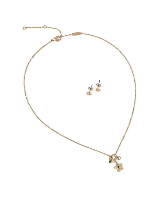 COACH White Star Pendant Necklace And Earrings Set