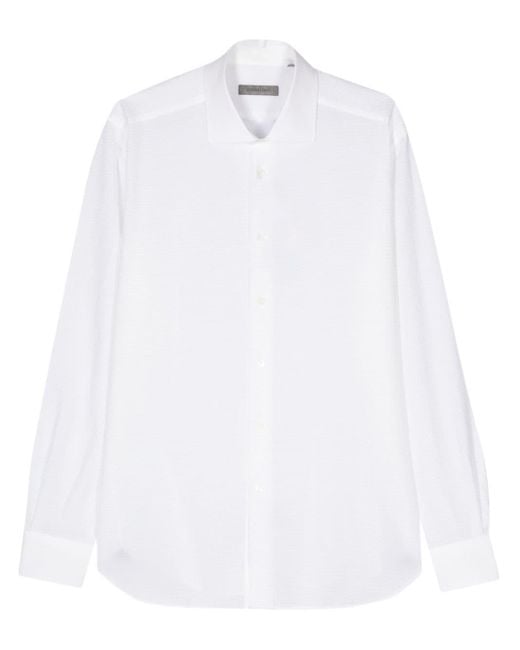 Corneliani White Seersucker Cotton Shirt for men