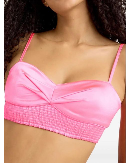 Cinq À Sept Pink Nikola Pleat-Detail Crop Top