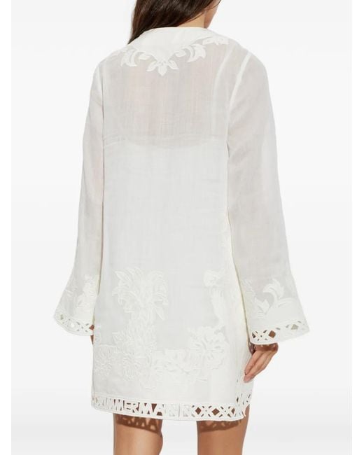 Zimmermann White Indra Floral-Embroidered Mini Dress