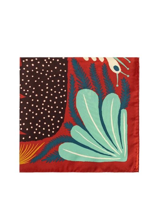 Etro Red X Tabby Booth Floral-Print Silk Scarf