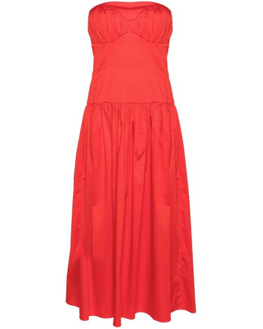 TOVE Red Lauryn Strapless Midi Dress