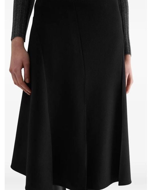Jil Sander Black High-Waisted A-Line Midi Skirt