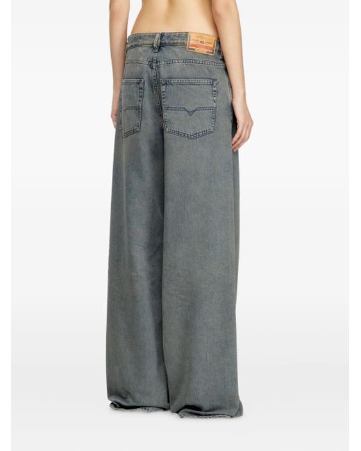 DIESEL Gray D-Sire 09n24 Wide-Leg-Jeans mit tiefem Bund