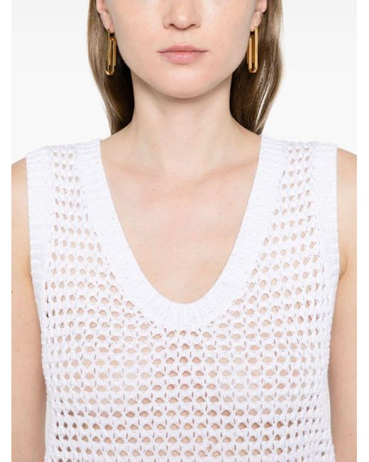 Brunello Cucinelli White Sequin-embellished Open-knit Top