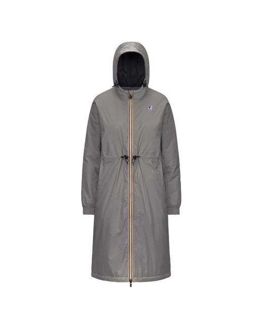 K-Way Gray Le Vrai 4.0 Drawstring Hooded Coat