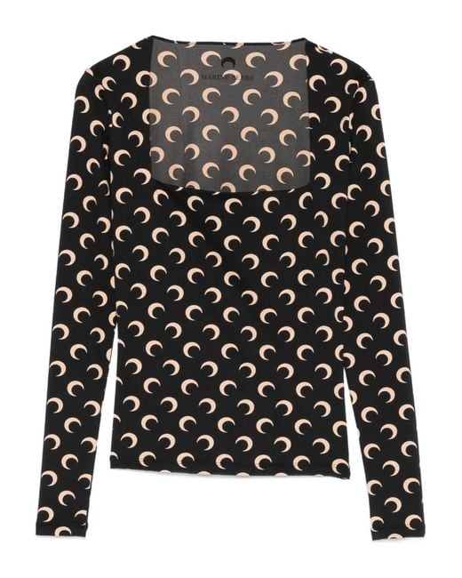 MARINE SERRE Black Moon-Print Top