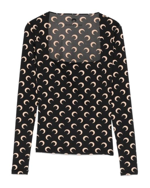 MARINE SERRE Black Moon-Print Top