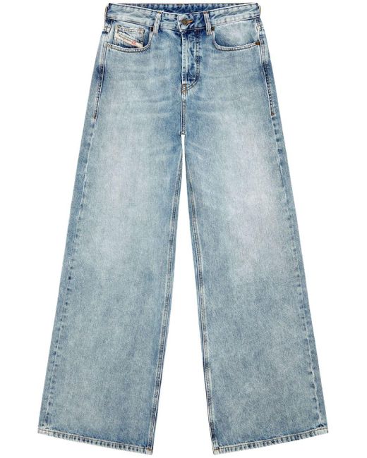 DIESEL Blue Halbhohe 1996 D-Sire 09h57 Wide-Leg-Jeans
