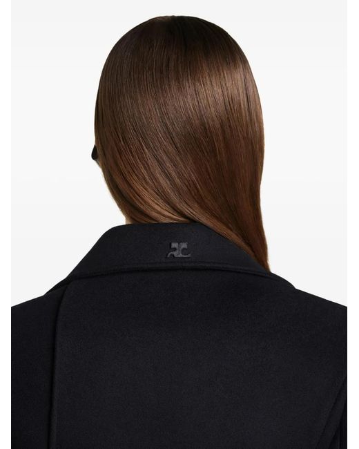Courreges Black Oblique Asymmetrical Coat