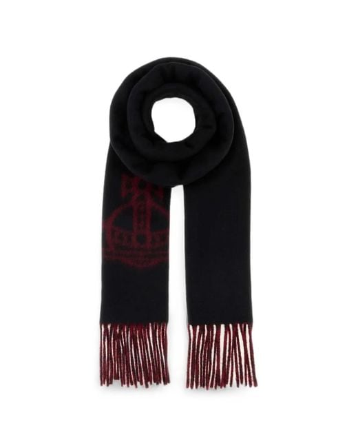Vivienne Westwood Black Double Face Fringed Scarf