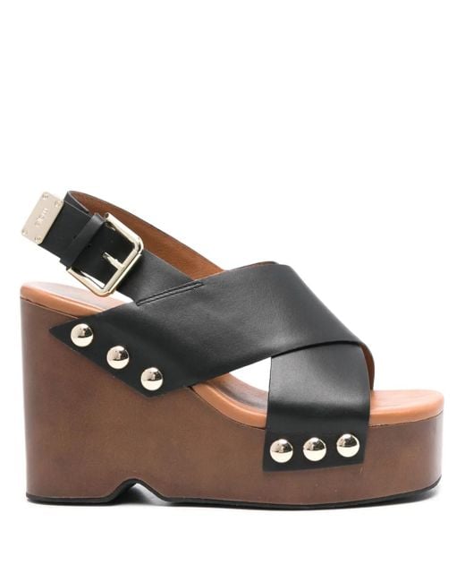 Maje プラットフォーム サンダル Black