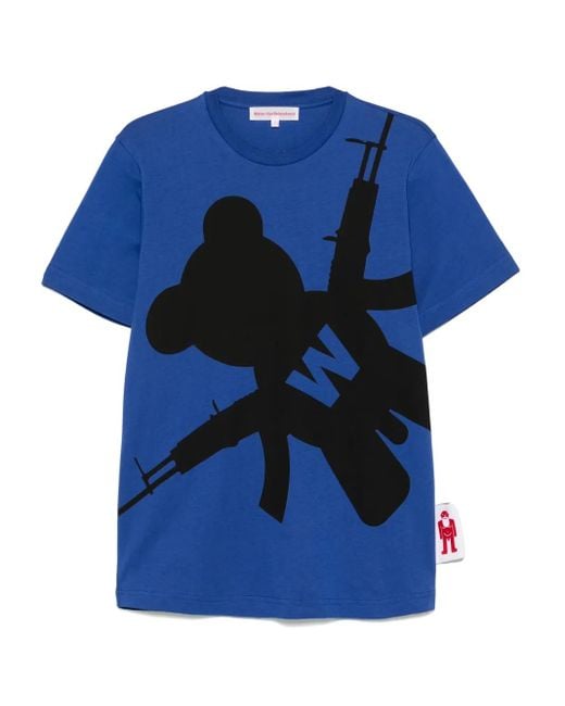 Walter Van Beirendonck Blue Shadow Teddy T-Shirt for men