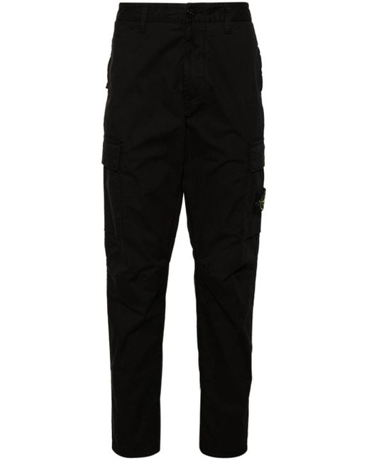 Stone Island Black Compass-badge Tapered Cargo Trousers for men