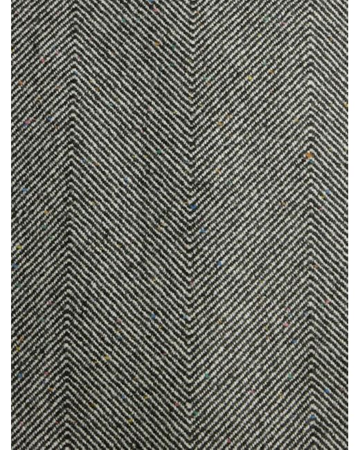 Etro Gray Double-Breasted Herringbone Coat