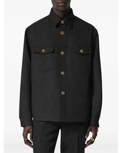 Versace Black Cavalry Wool Overshirt for men