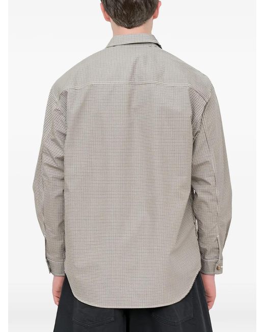 Comme des Garçons Gray Zipped Checked Shirt for men