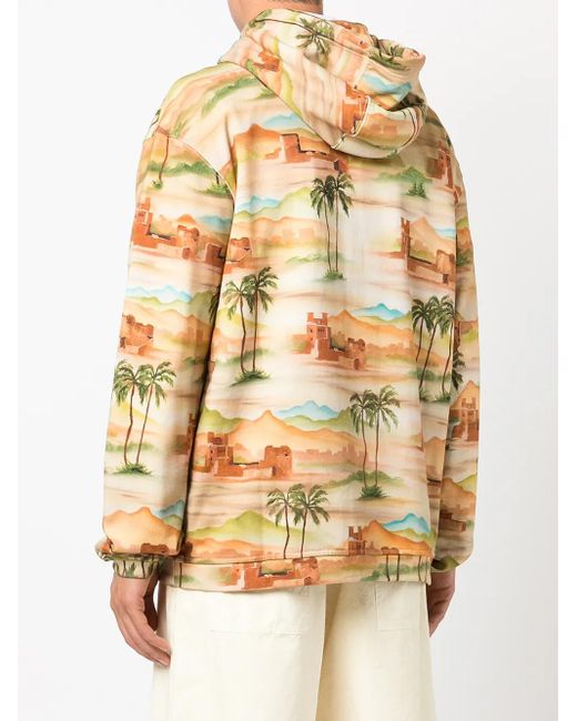 Les Benjamins Brown Graphic-Print Zip-Up Hoodie for men