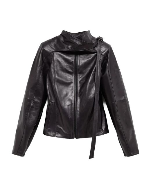 Paloma Wool Black Plomy Zip-Up Leather Jacket