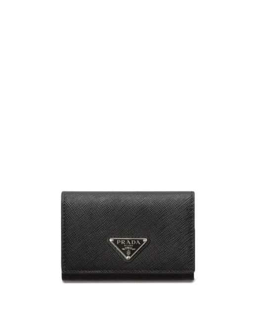 Prada Black Triangle-Logo Leather Cardholder