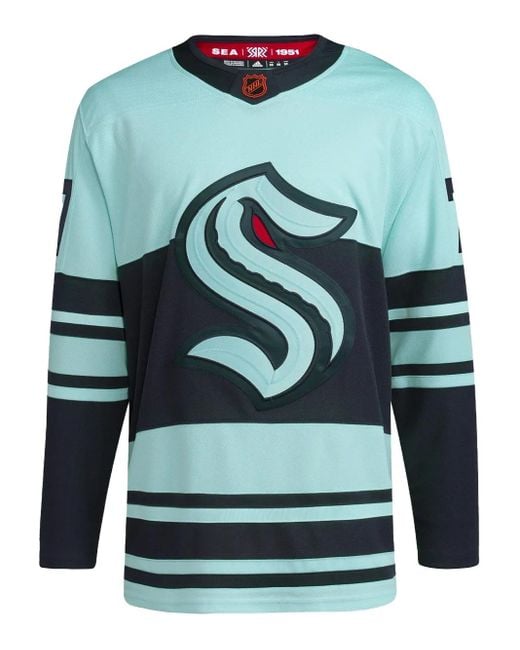 Adidas Blue Nhl Seattle Kraken Jordan Eberle Authentic Reverse Retro 2.0 Jersey T-Shirt for men