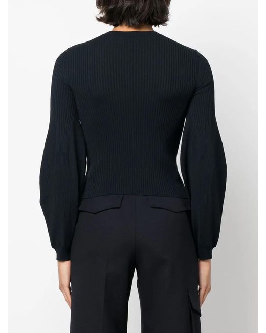 Stella McCartney Blue Ribbed-Knit Crewneck Jumper