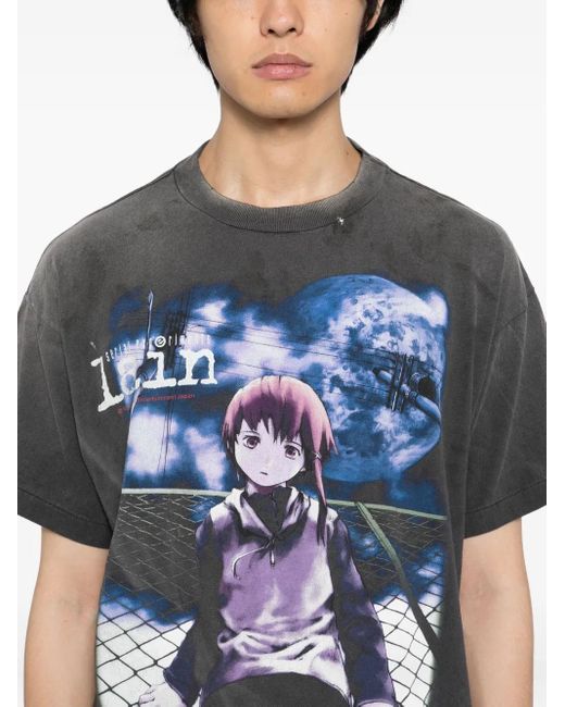 SAINT Mxxxxxx Gray Graphic-Print T-Shirt for men