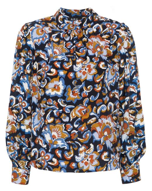 A.P.C. Blue Floral-Print Blouse