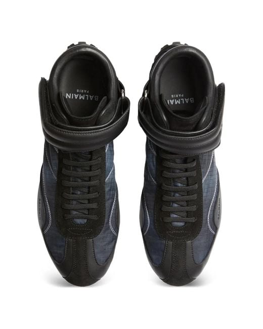 Balmain Black Racing Mid-Top Trainers for men