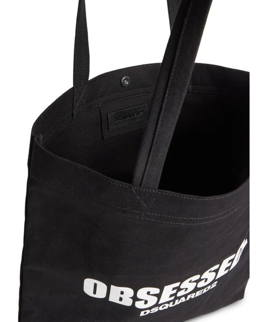 DSquared² Black Canvas Tote Bag for men