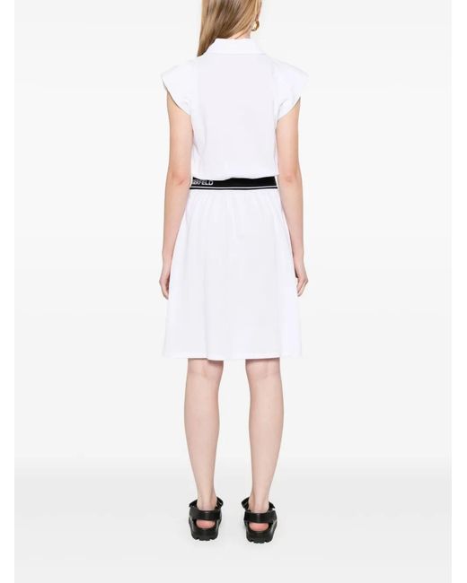 Karl Lagerfeld White Sm Polo Dress With Shoulder Pads