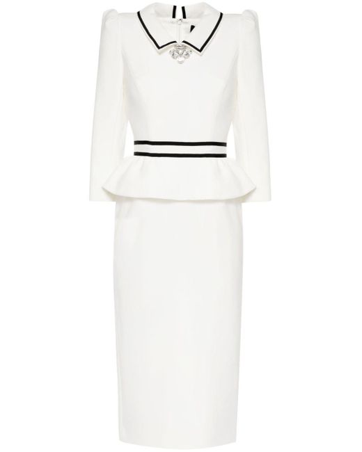 Robe mi-longue à taille péplum Jenny Packham en coloris White