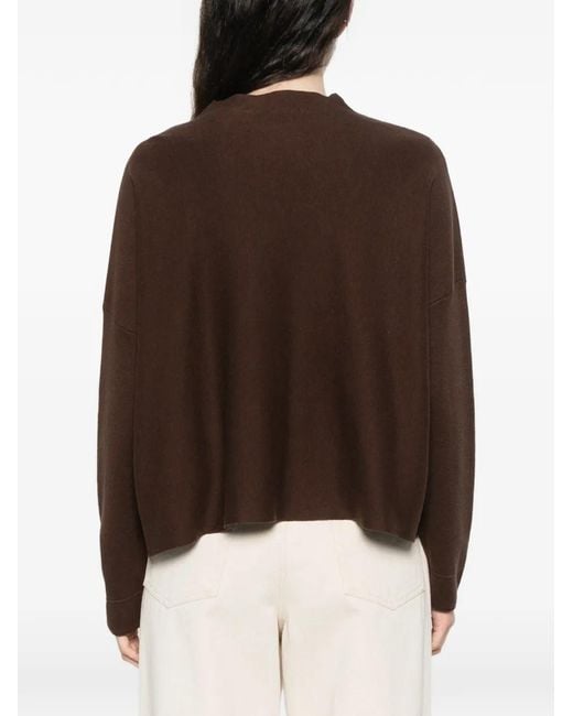 Bompard Brown Button Round-Neck Cardigan