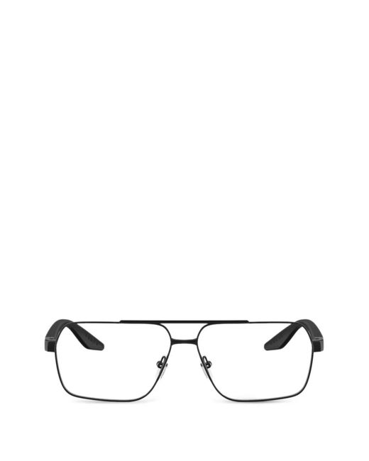 Prada Linea Rossa Black Rectangle-Frame Glasses