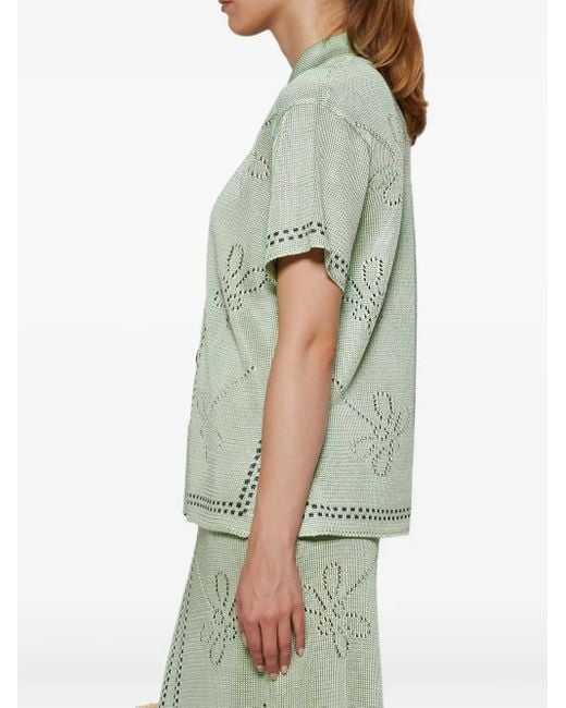 Calle Del Mar Green Garden Party Short-Sleeve Knitted Shirt