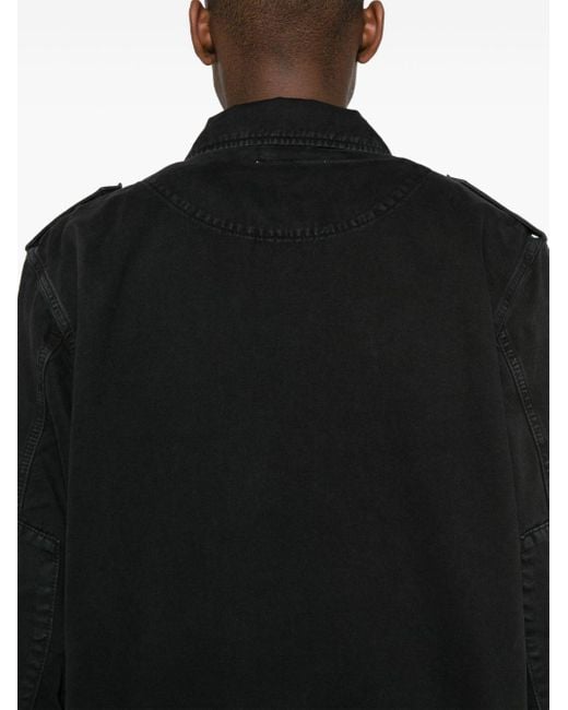 Moschino Black Embroidered-logo Twill Jacket for men
