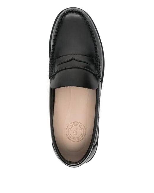 Referenc Black Penny Leather Loafers for men