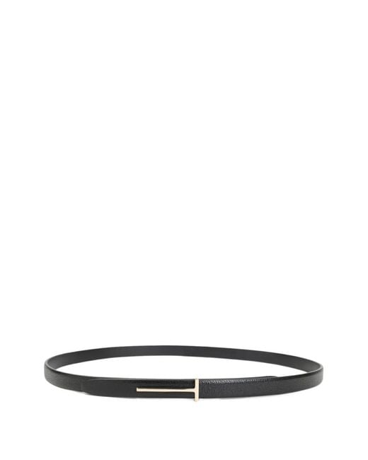 Tom Ford White Leather Belt T-Buckle