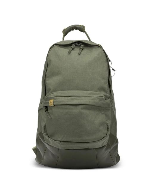 Visvim Green Leather-Panelled Zip-Around Backpack for men