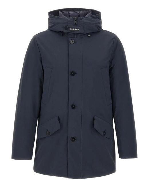 Woolrich Blue Flap-Pockets Padded Coat for men
