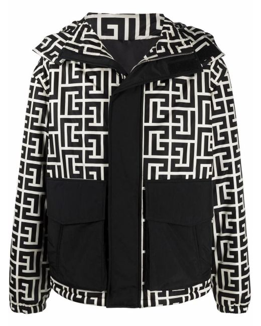 Balmain Black Logo-Print Padded Jacket for men