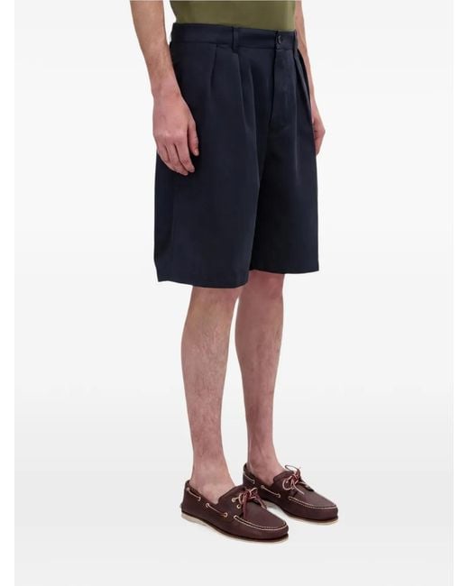 Aspesi Blue Pleated Bermuda Shorts for men